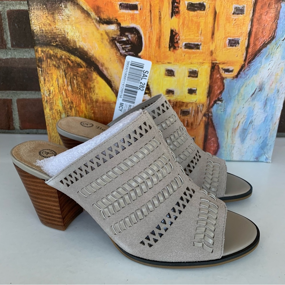 Bella Vita Women's Koraline SUEDE Slide Sandals Block Heel US 6W Taupe